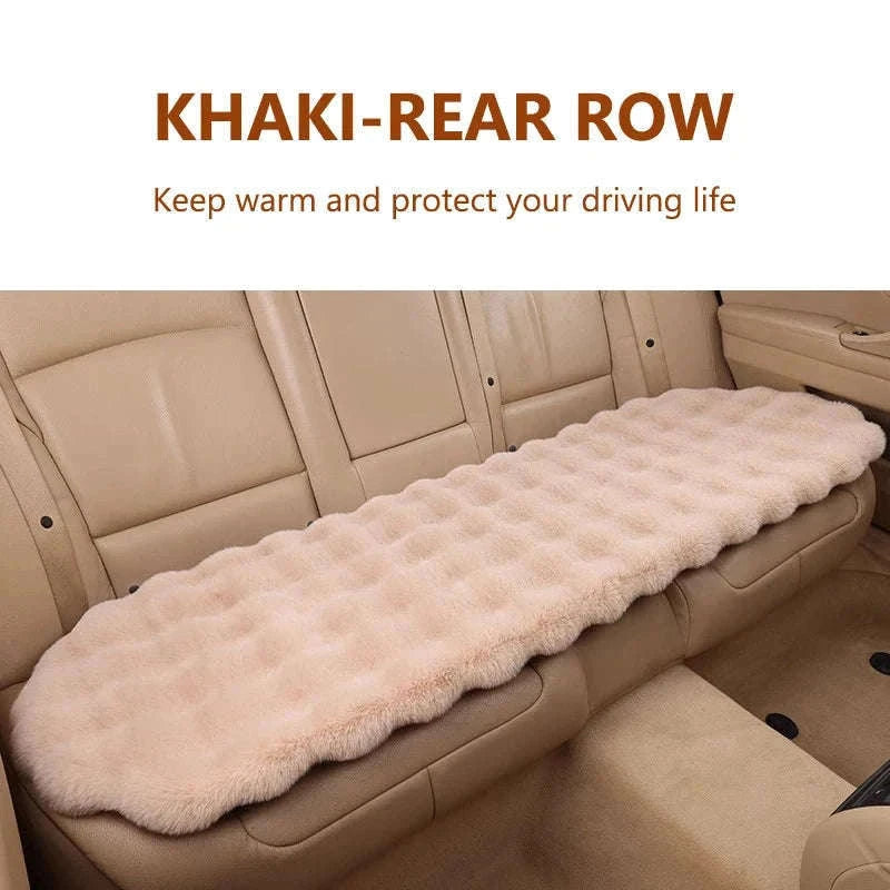 Ultra-Soft Thickened Plush Car Seat Cover-Beige front x1