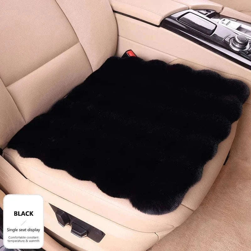 Ultra-Soft Thickened Plush Car Seat Cover-Beige front x1