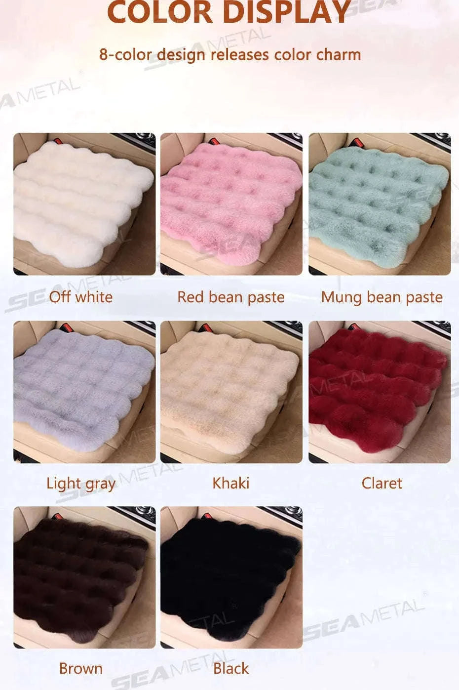 Ultra-Soft Thickened Plush Car Seat Cover-Beige front x1
