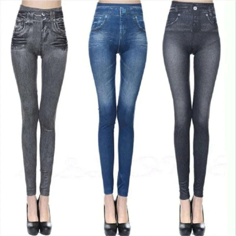 Ultra Stretch Denim Leggings for Women – High Waist Butt-Lifting-blue / XXL