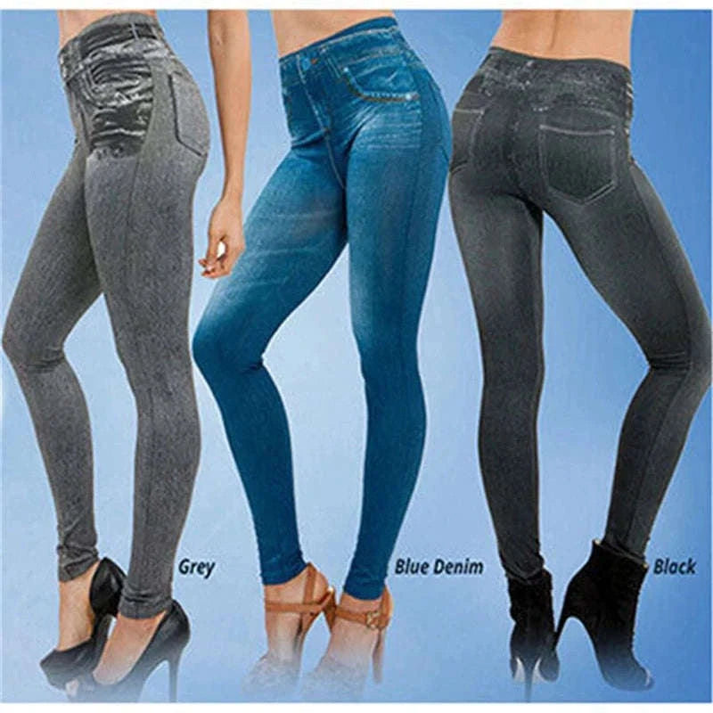 Ultra Stretch Denim Leggings for Women – High Waist Butt-Lifting-blue / XXL