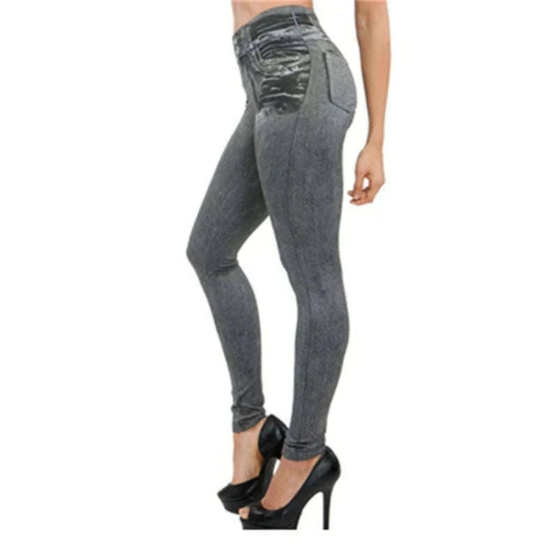 Ultra Stretch Denim Leggings for Women, High Waist Fit-blue / XXL