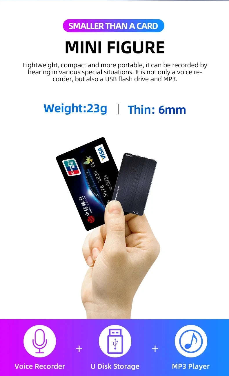 Ultra-Thin Voice Activated Recorder Card with 60H Recording-M2 / China Mainland / 8 GB