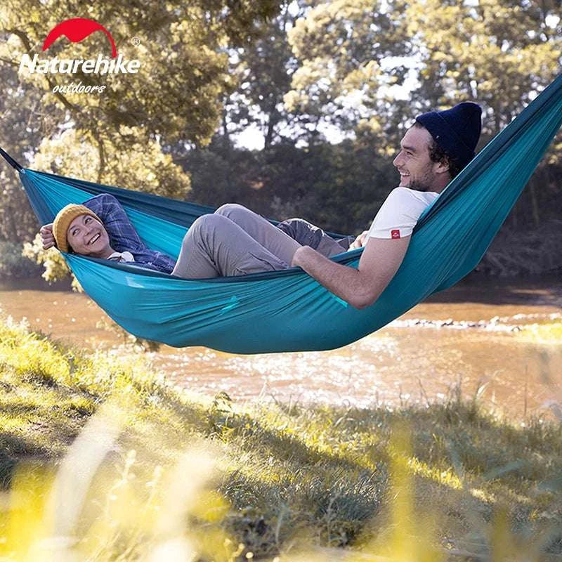 Ultralight 2 Person Camping Hammock with 200kg Load Capacity-Upgrade - Blue - 1P / CN