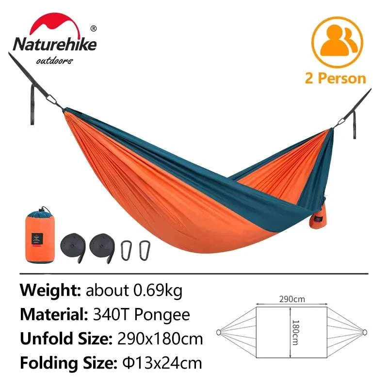 Ultralight 2 Person Camping Hammock with 200kg Load Capacity-Upgrade - Blue - 1P / CN