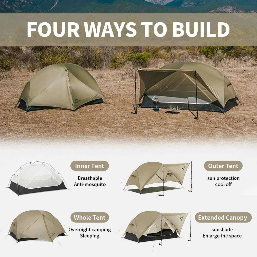 Ultralight 2-Person Waterproof Trekking Tent 20D Nylon 1.8kg-2P - 20D - Gray / brazil