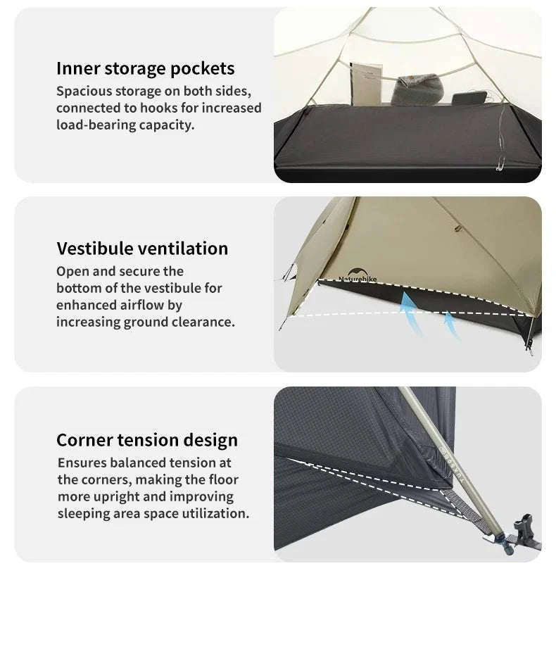 Ultralight 2-Person Waterproof Trekking Tent 20D Nylon 1.8kg-2P - 20D - Gray / brazil