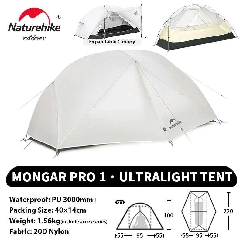 Ultralight 2-Person Waterproof Trekking Tent 20D Nylon 1.8kg-2P - 20D - Gray / brazil