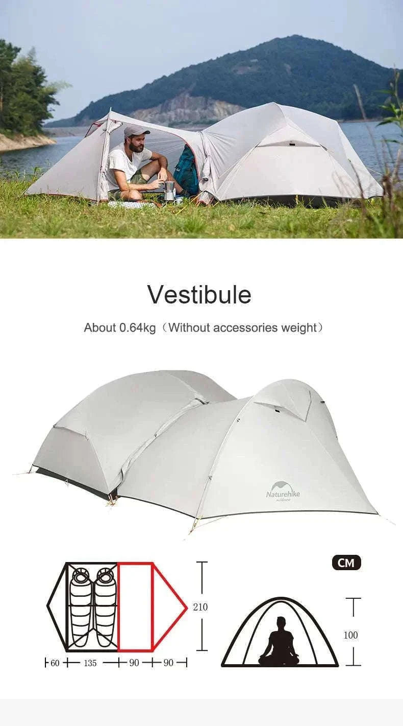Ultralight 2-Person Waterproof Trekking Tent 20D Nylon 1.8kg-2P - 20D - Gray / brazil