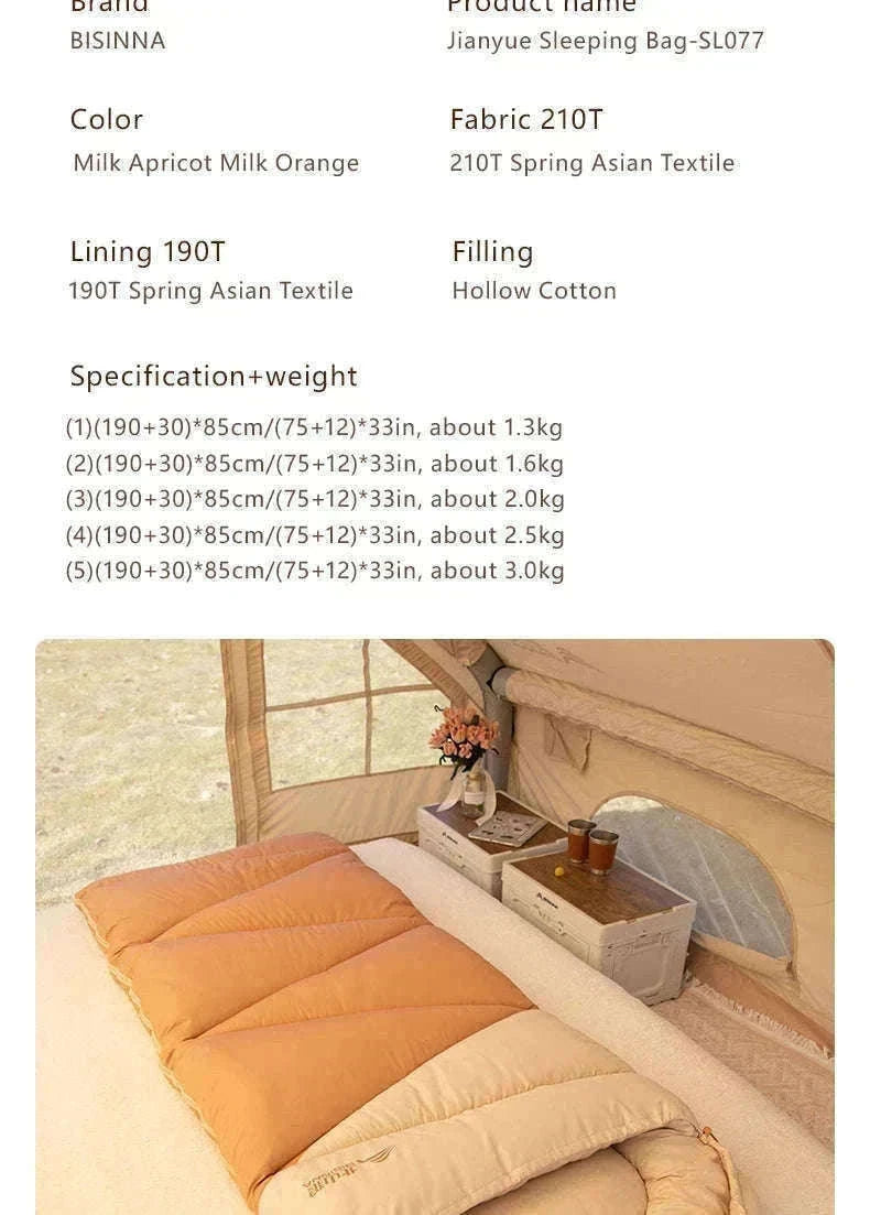 Ultralight 4 Season Camping Sleeping Bag-Orange 1.6kg