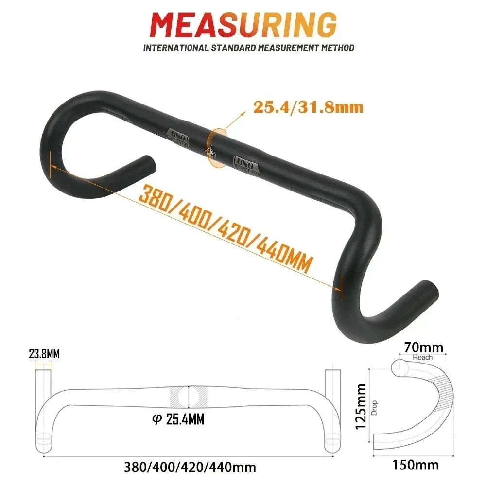 Ultralight Aluminum Road Bike Drop Handlebar 25.4/31.8mm Multi-Size-31.8x400mm
