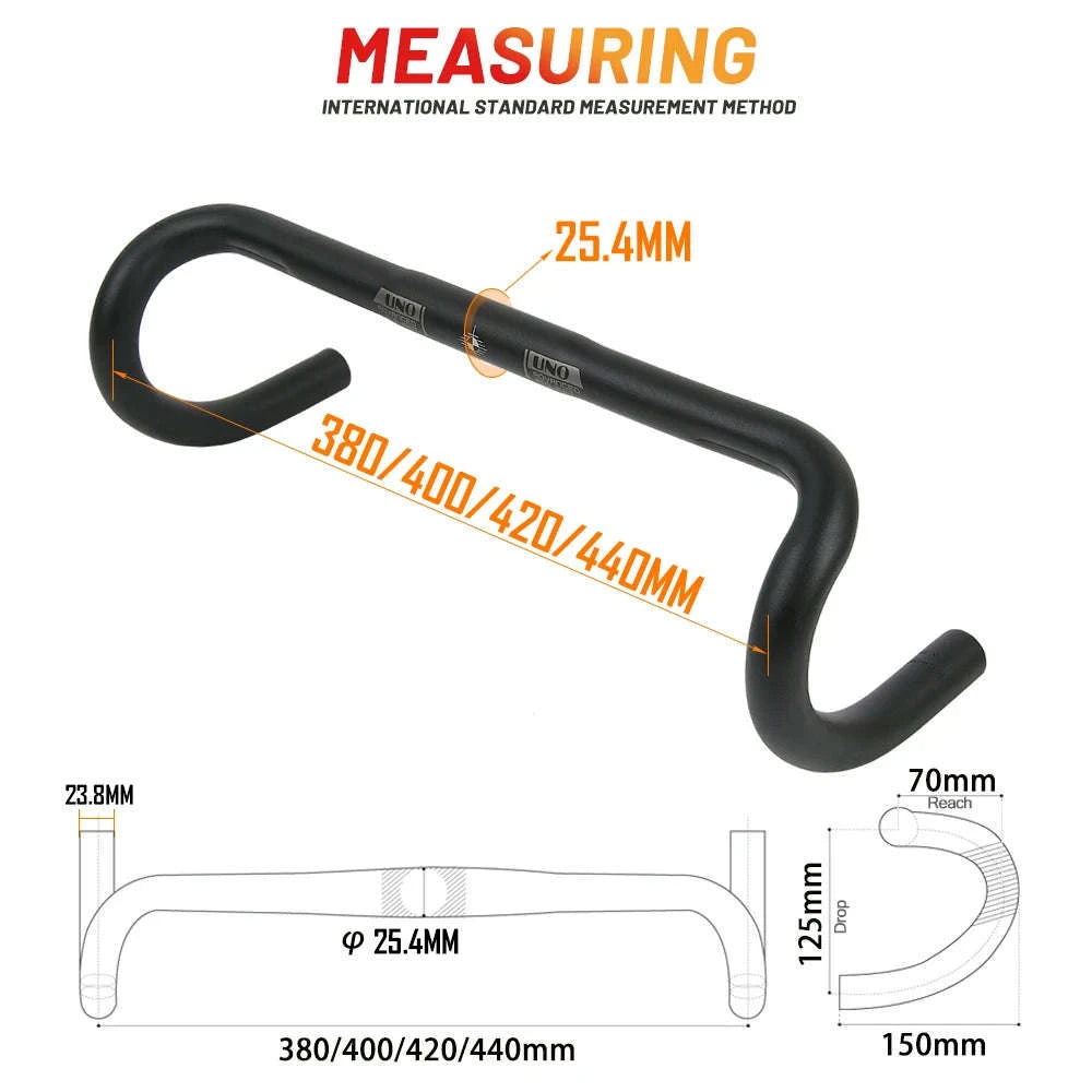 Ultralight Aluminum Road Bike Drop Handlebar 25.4/31.8mm Multi-Size-31.8x400mm