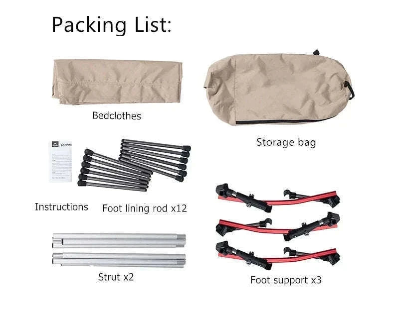 Ultralight Camping Cot Folding Bed for Hiking and Travel-Black