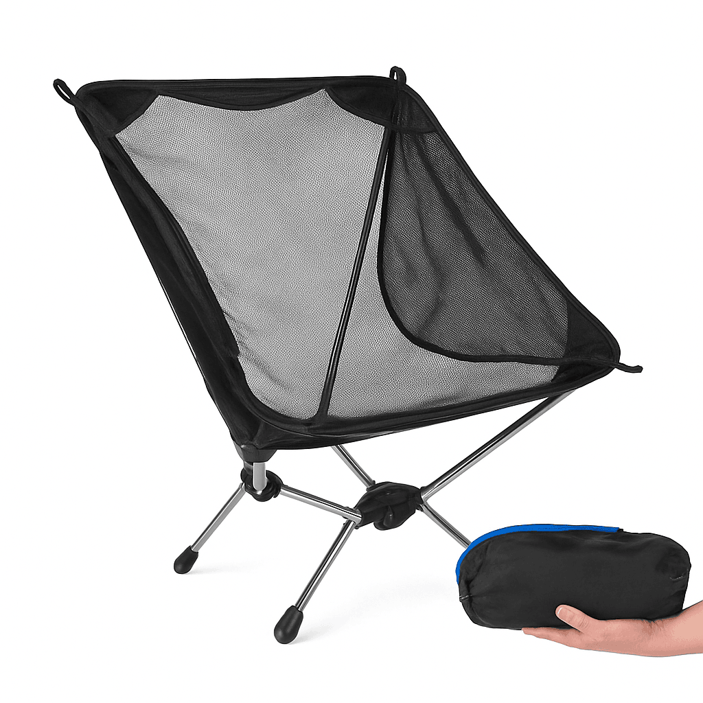 Ultralight Foldable Camping Chair 780g for Hiking and Travel-Grey