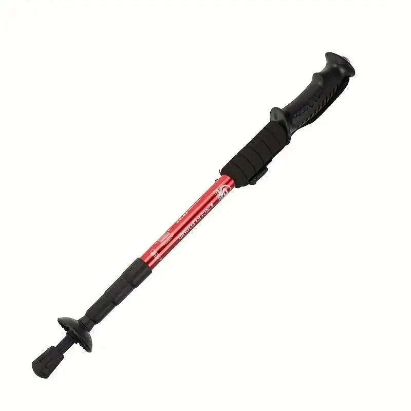 Ultralight Foldable Trekking Poles with Shock Absorption-4 Section Black