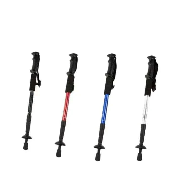 Ultralight Foldable Trekking Poles with Shock Absorption-4 Section Black