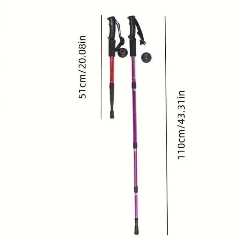 Ultralight Foldable Trekking Poles with Shock Absorption-4 Section Black