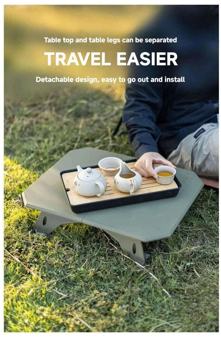 Ultralight Folding Camping Table with Dual Height Settings-Black
