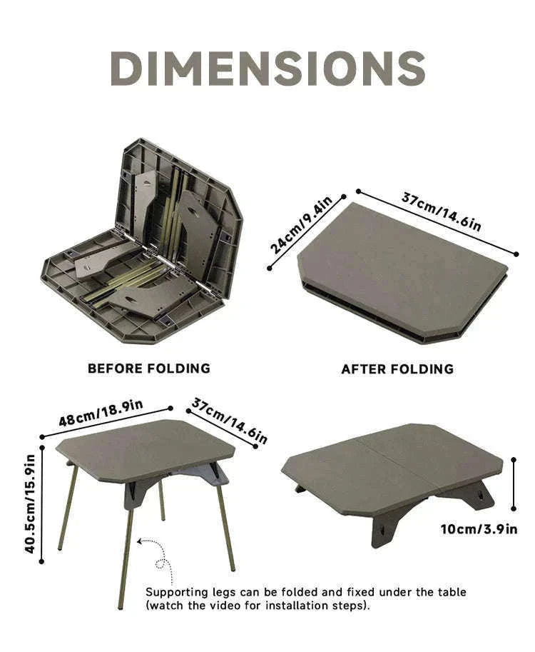 Ultralight Folding Camping Table with Dual Height Settings-Black