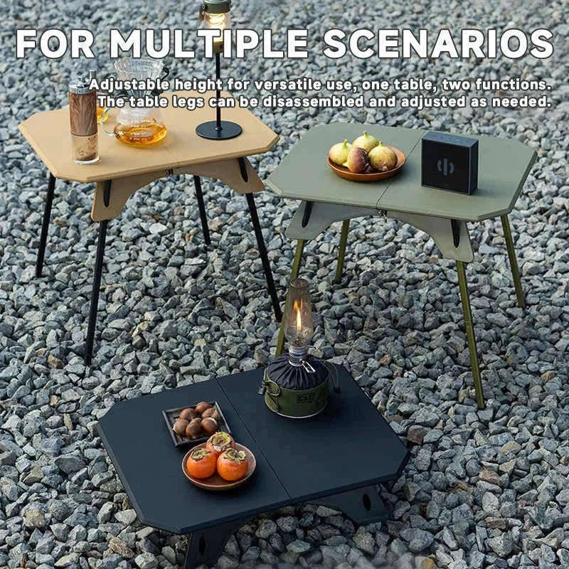 Ultralight Folding Camping Table with Dual Height Settings-Black