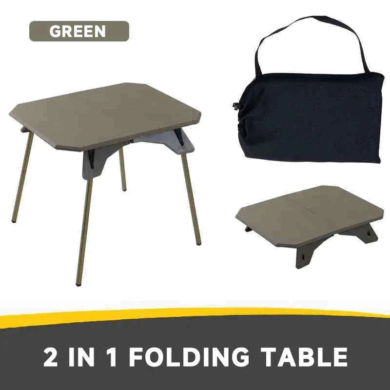 Ultralight Folding Camping Table with Dual Height Settings-Black