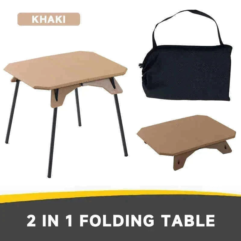 Ultralight Folding Camping Table with Dual Height Settings-Black