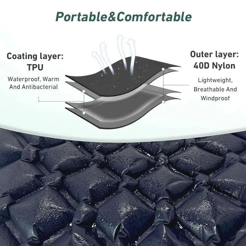Ultralight Inflatable Camping Sleeping Pad, 550g for Travel-Green