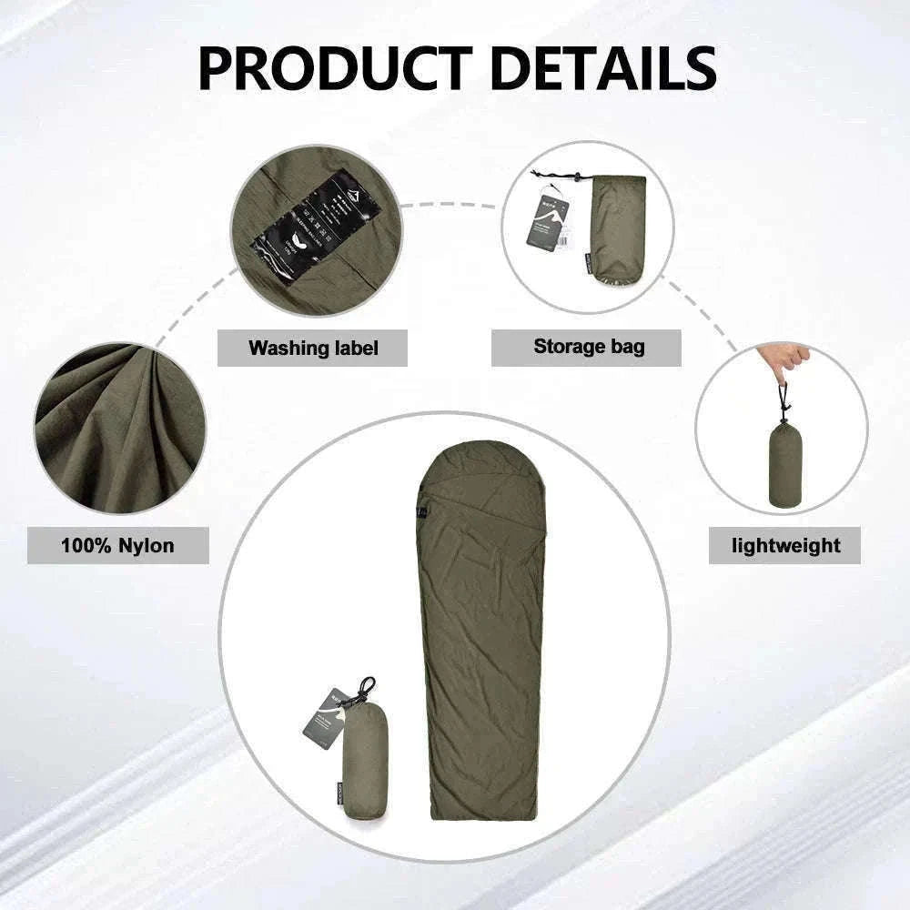 Ultralight Mummy Sleeping Bag Liner for Travel and Camping-GREY