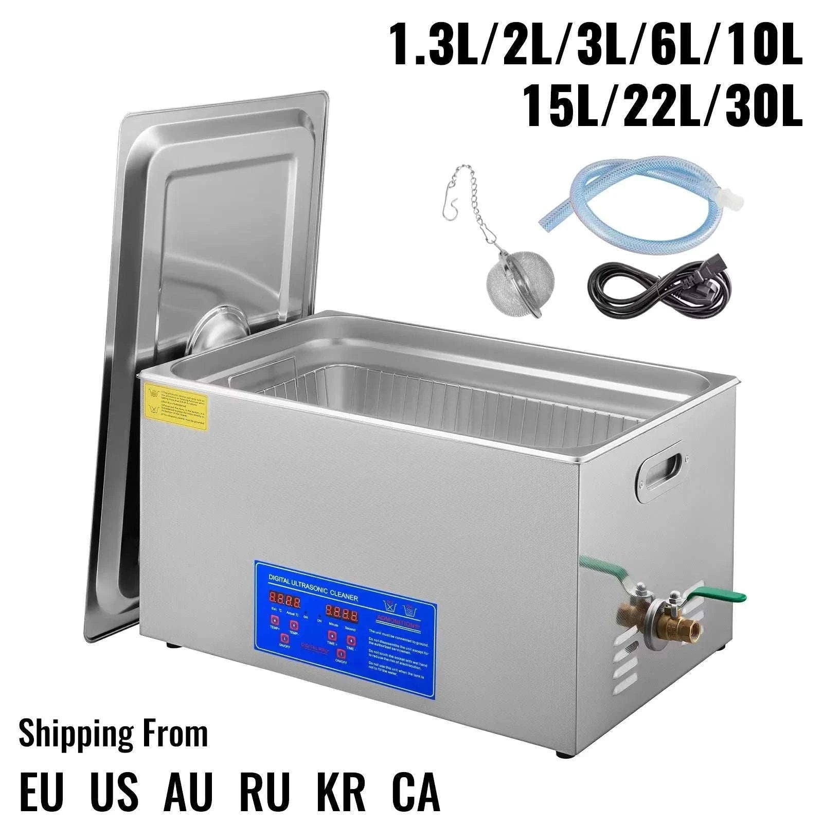Ultrasonic Cleaner 1.3–30L Heated Digital Deep Cleaning Machine-22L / GERMANY