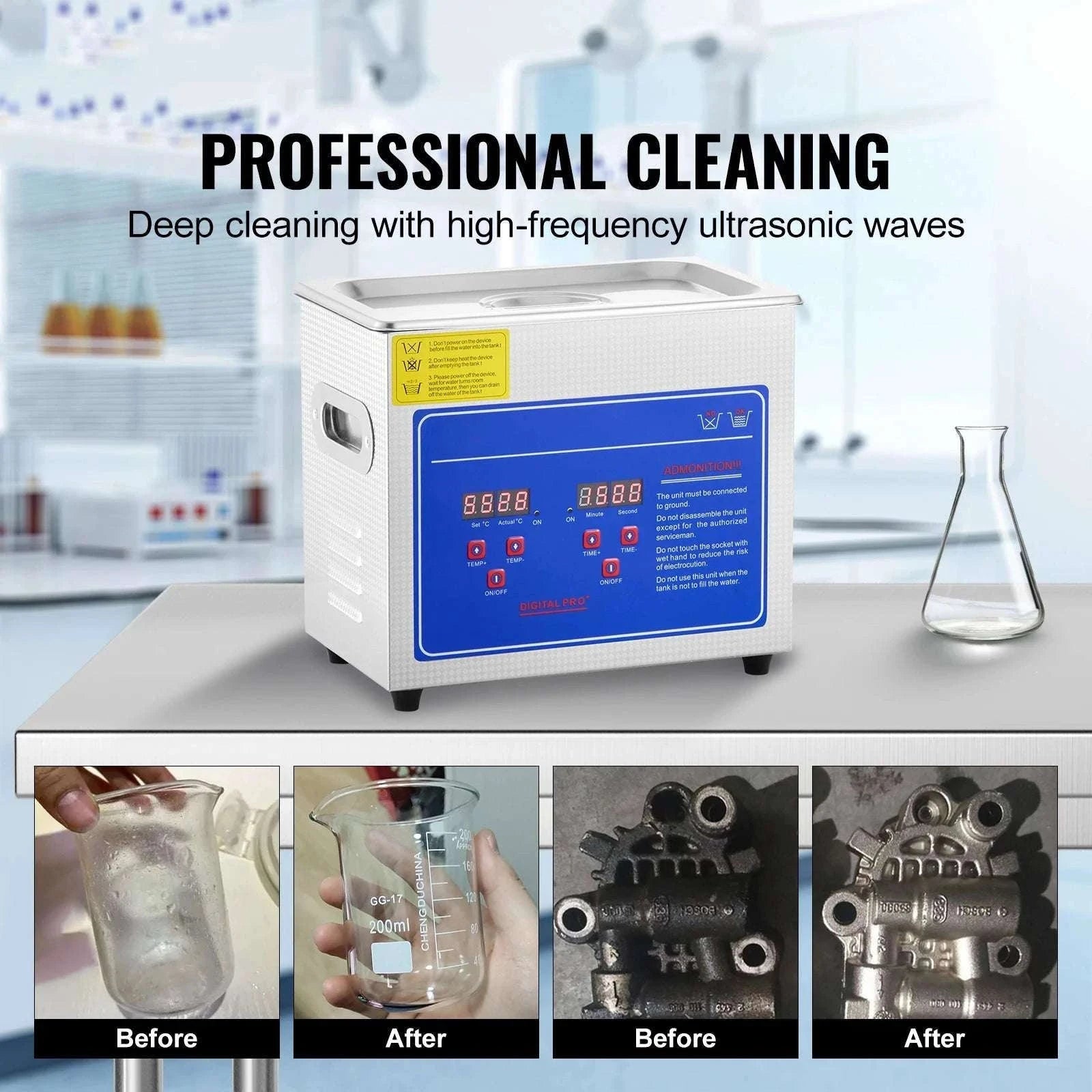 Ultrasonic Cleaner 1.3–30L Heated Digital Deep Cleaning Machine-22L / GERMANY
