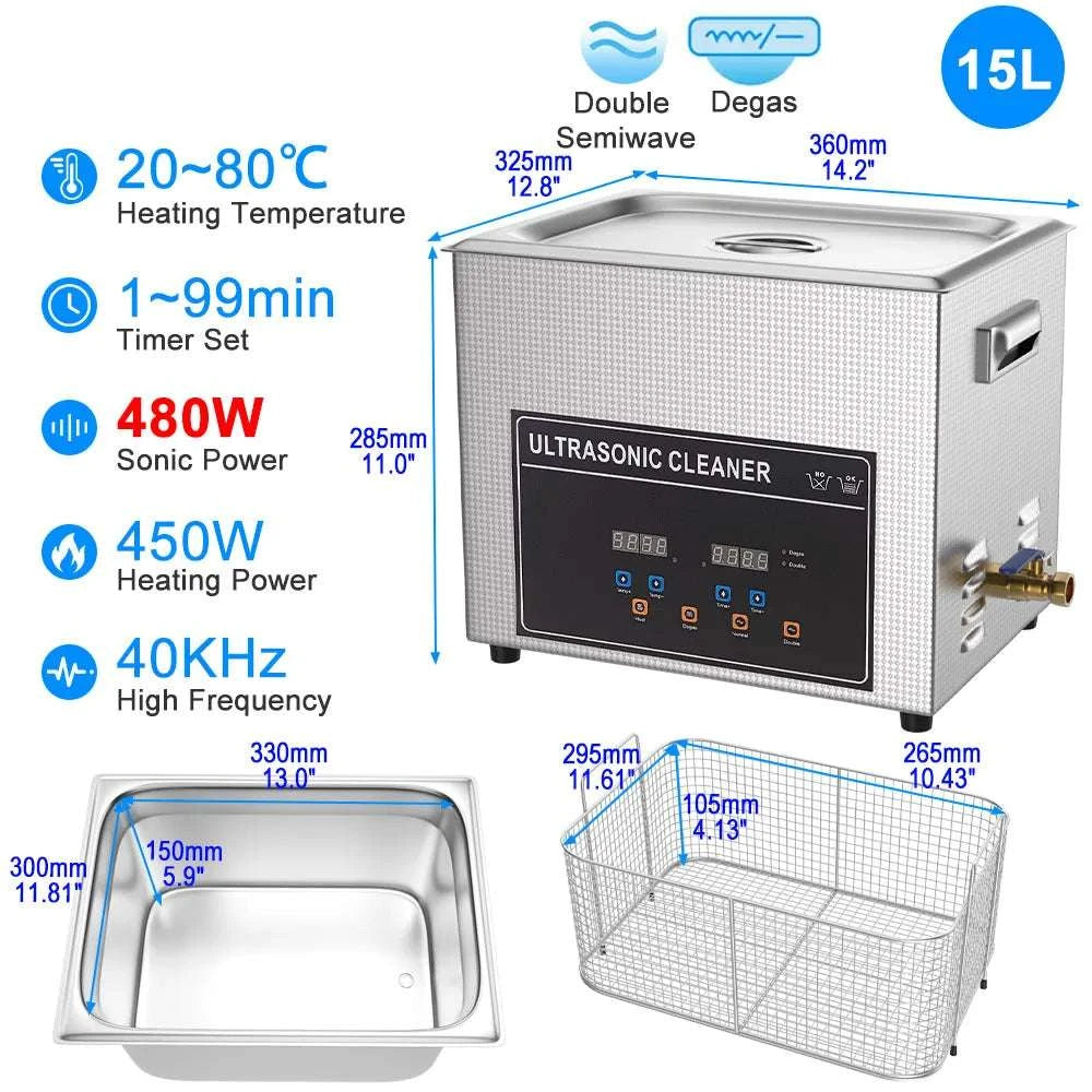 Ultrasonic Cleaner 1.3L–30L 40kHz Deep Cleaning Machine-1.3L 60W CJ009SD / UK / China Mainland