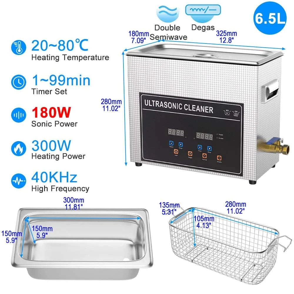 Ultrasonic Cleaner 1.3L–30L 40kHz Deep Cleaning Machine-1.3L 60W CJ009SD / UK / China Mainland
