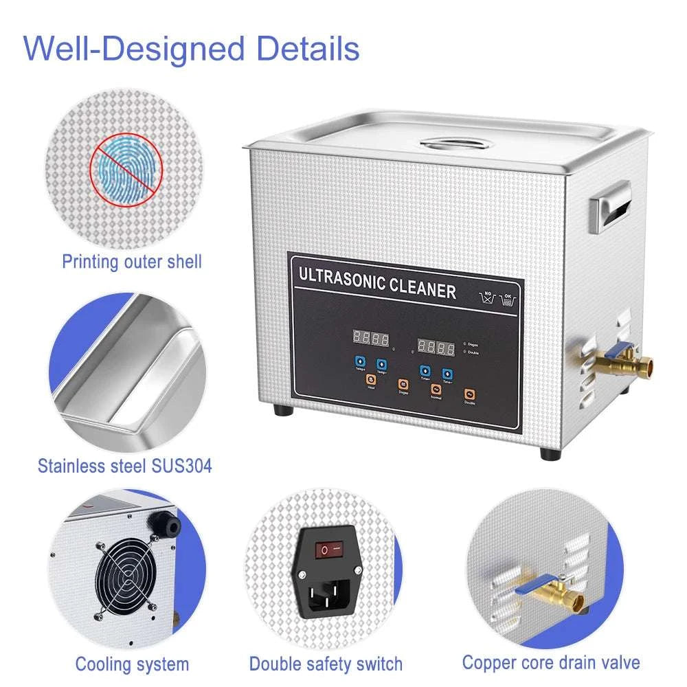 Ultrasonic Cleaner 1.3L–30L 40kHz Deep Cleaning Machine-1.3L 60W CJ009SD / UK / China Mainland