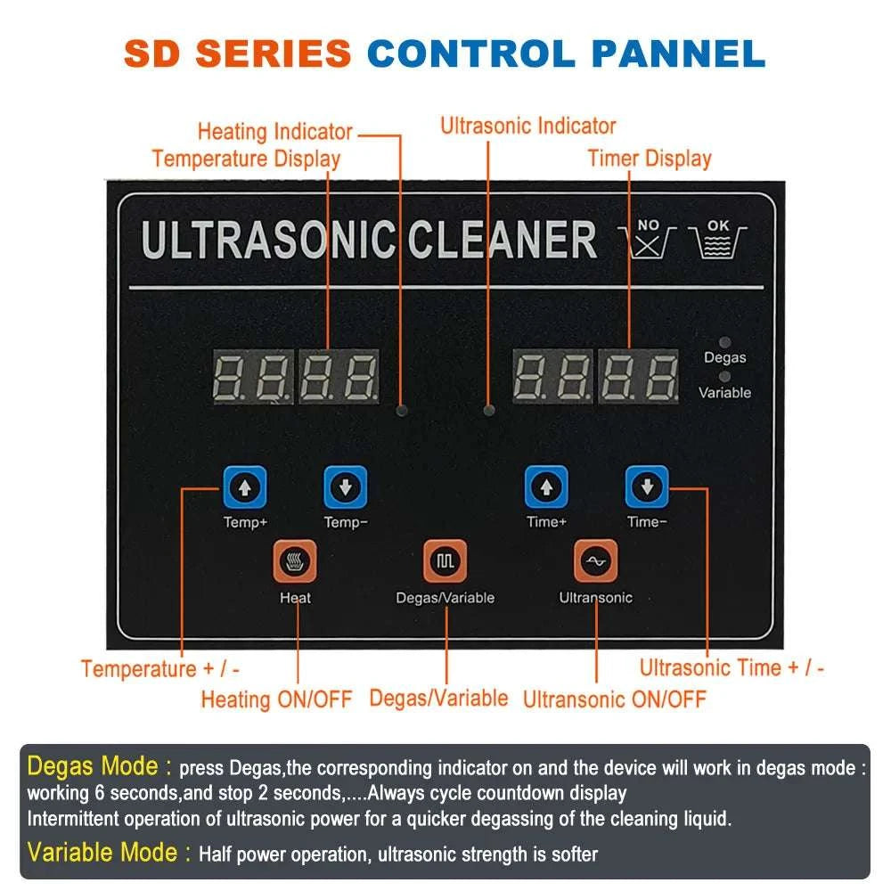 Ultrasonic Cleaner 1.3L–30L 40kHz Deep Cleaning Machine-1.3L 60W CJ009SD / UK / China Mainland