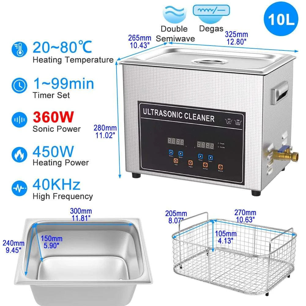 Ultrasonic Cleaner 1.3L–30L 40kHz Deep Cleaning Machine-1.3L 60W CJ009SD / UK / China Mainland