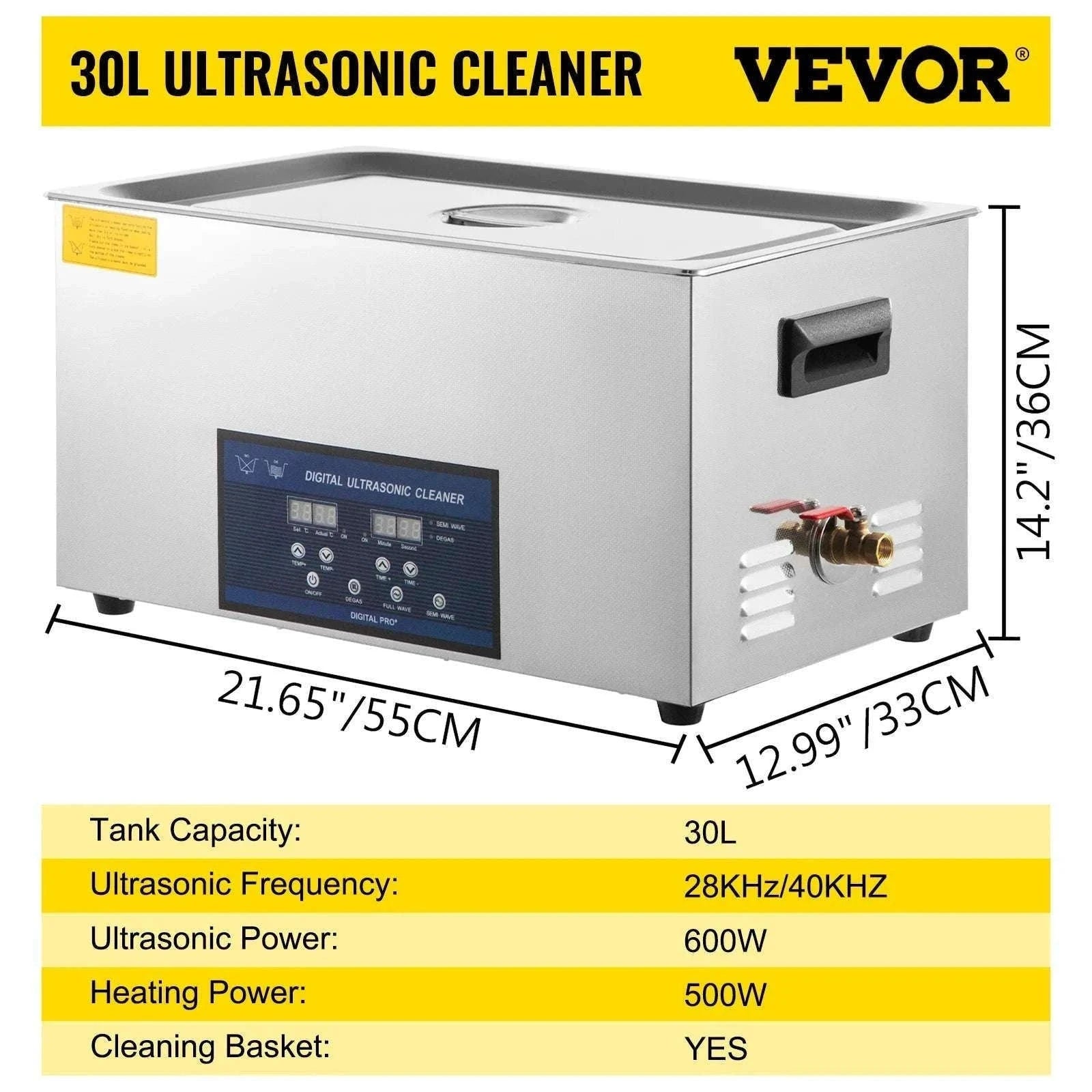 Ultrasonic Cleaner 10L / 30L Dual Frequency 28/40kHz with Heating-30 L Tank / Poland