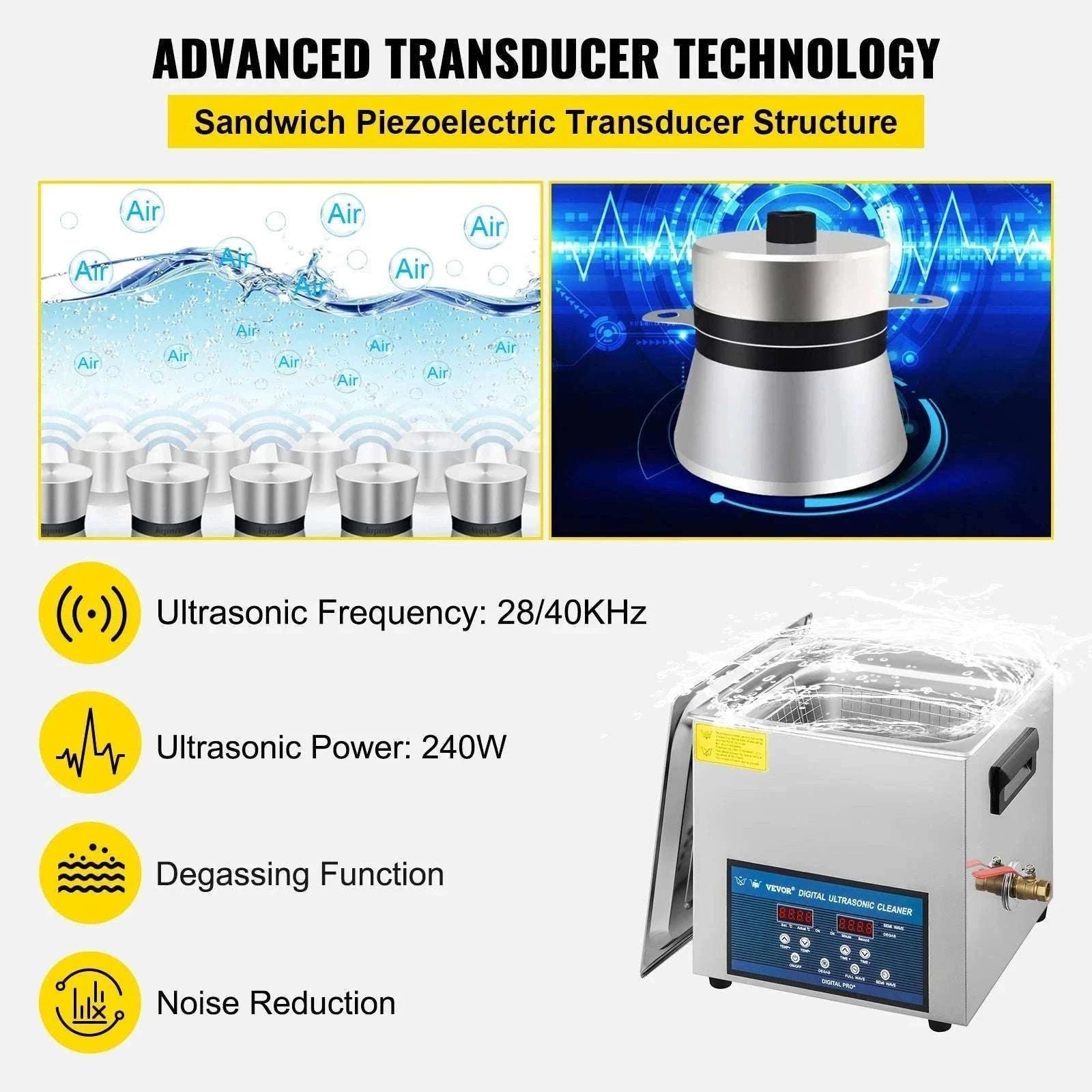 Ultrasonic Cleaner 10L / 30L Dual Frequency 28/40kHz with Heating-30 L Tank / Poland