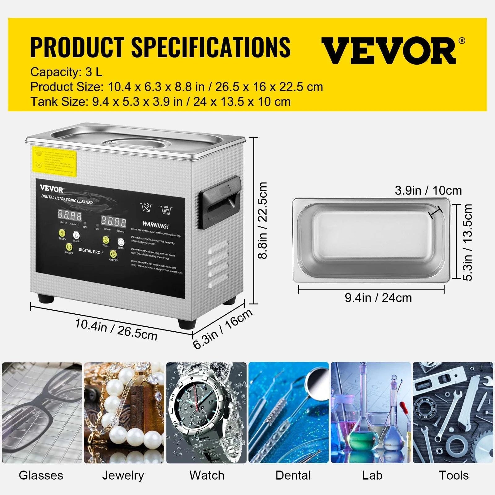 Ultrasonic Cleaner 2L–15L 40kHz Deep Cleaning Machine with Heat-2L / Poland