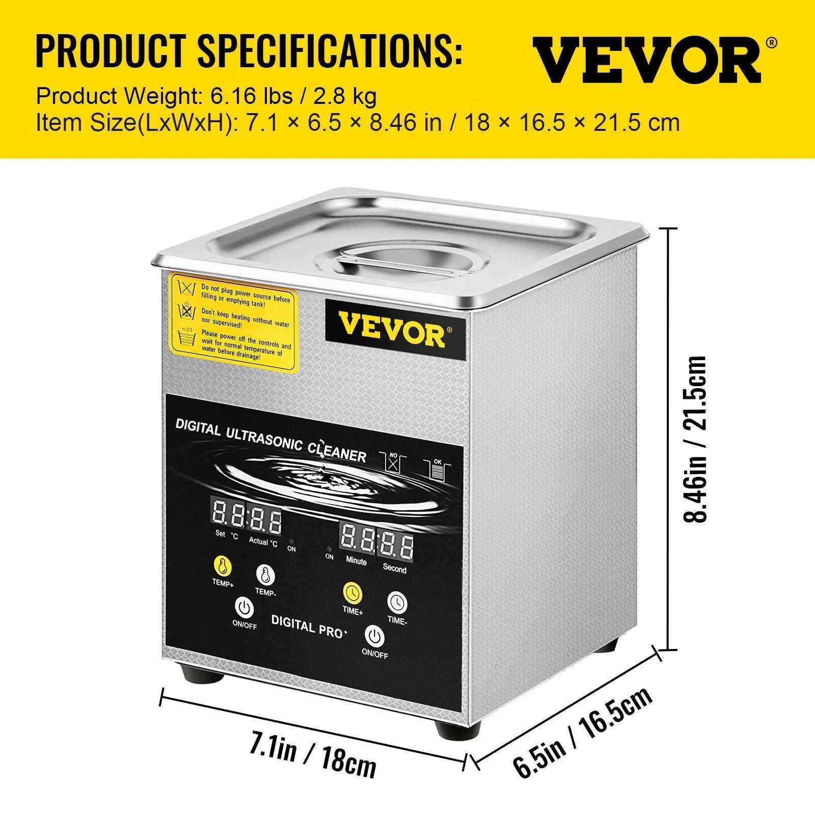 Ultrasonic Cleaner 2L–15L 40kHz Deep Cleaning Machine with Heat-2L / Poland