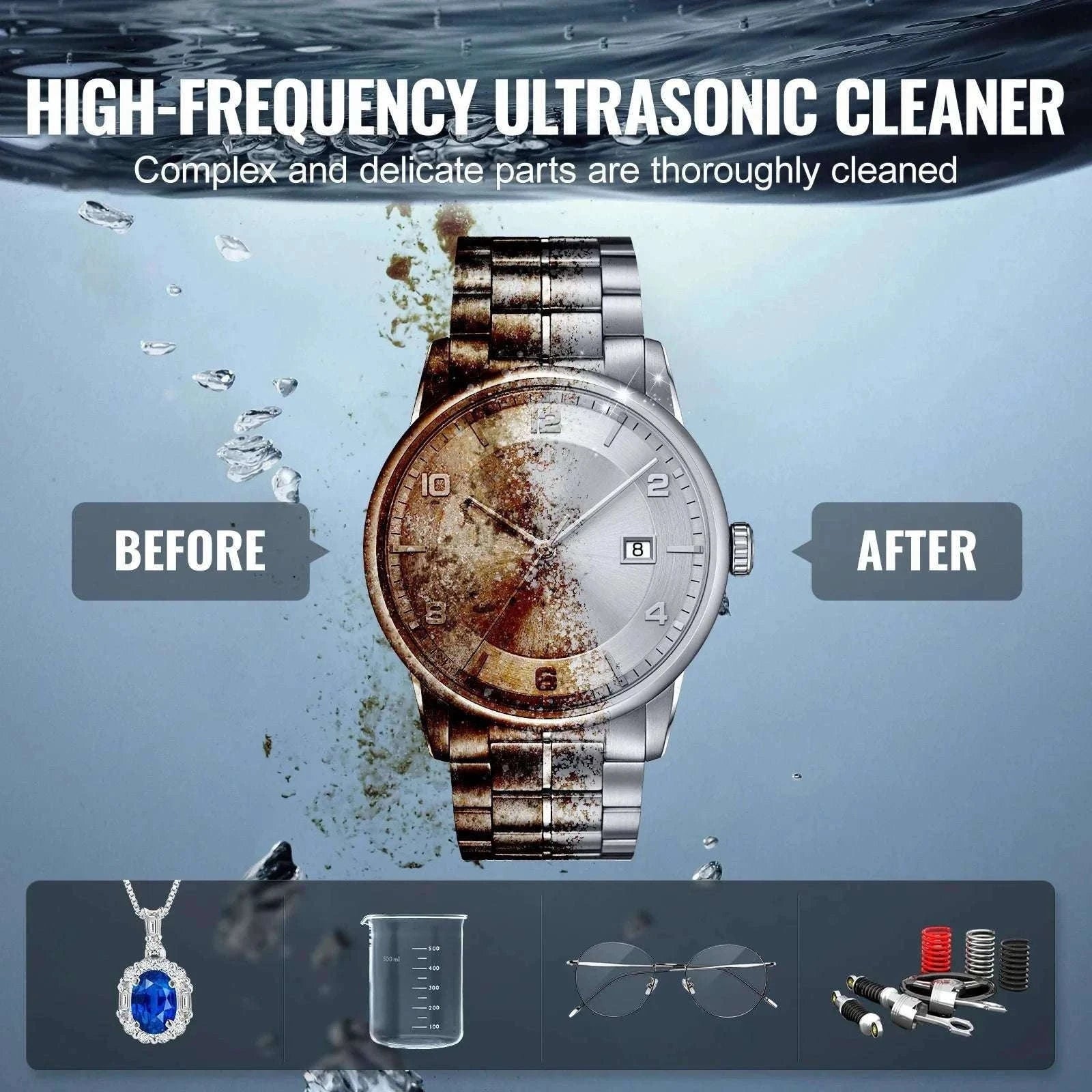Ultrasonic Cleaner 2L–15L 40kHz Deep Cleaning with Timer & Heat-15L / Poland