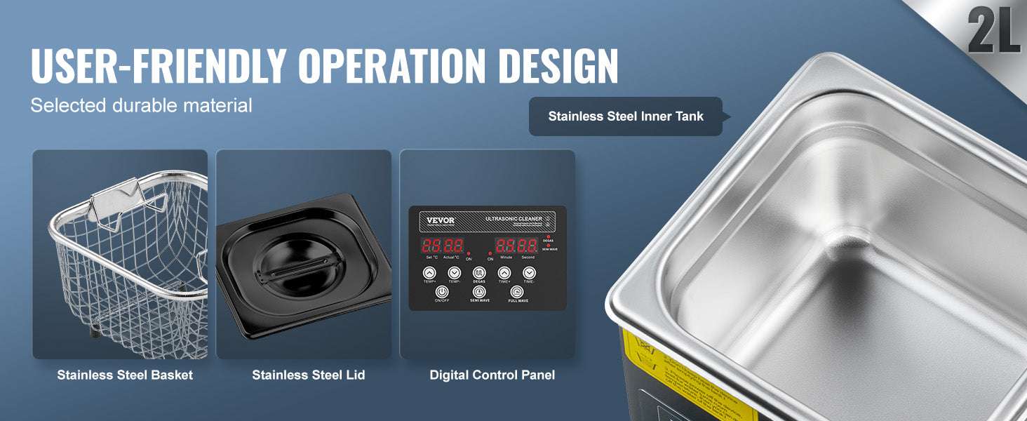 Ultrasonic Cleaner 2L–15L 40kHz Deep Cleaning with Timer & Heat-15L / Poland