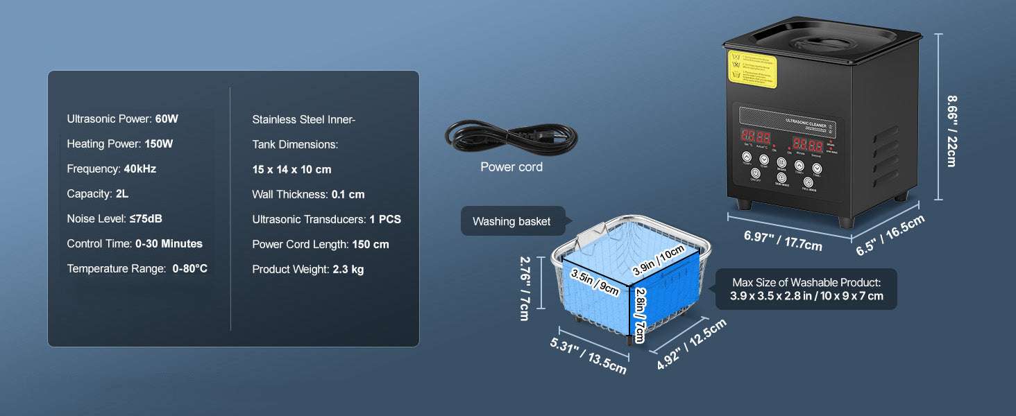 Ultrasonic Cleaner 2L–15L 40kHz Deep Cleaning with Timer & Heat-15L / Poland
