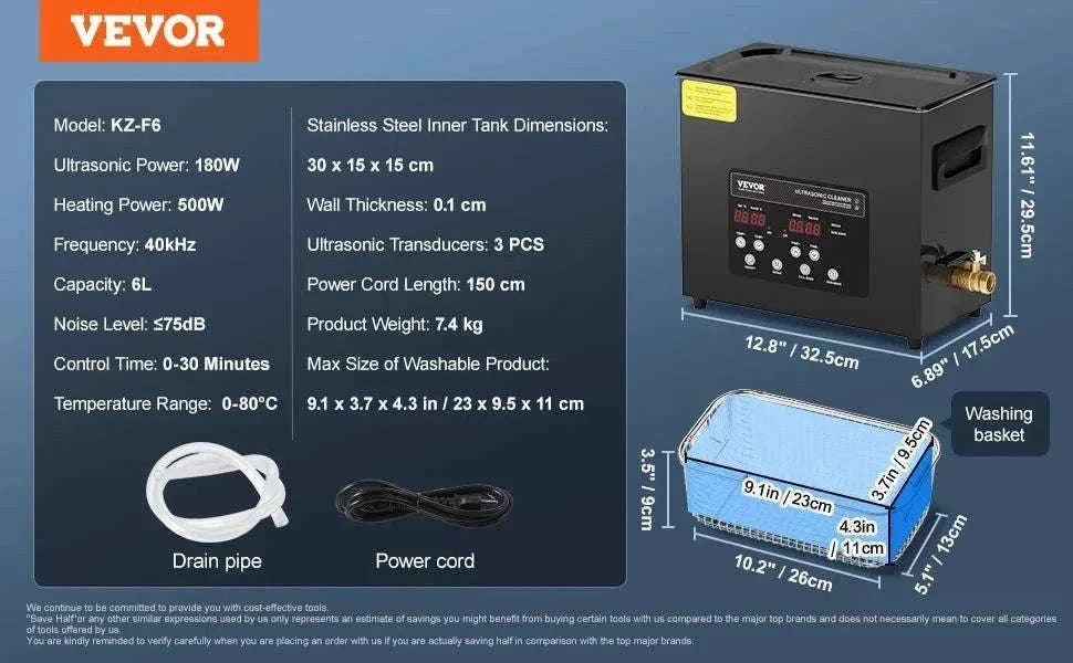 Ultrasonic Cleaner 2L–15L 40kHz Deep Cleaning with Timer & Heat-15L / Poland