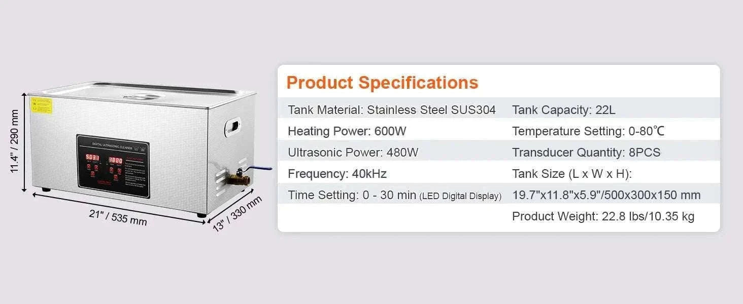 Ultrasonic Cleaner 2L–30L Stainless Steel Deep Cleaning Machine-30L / GERMANY