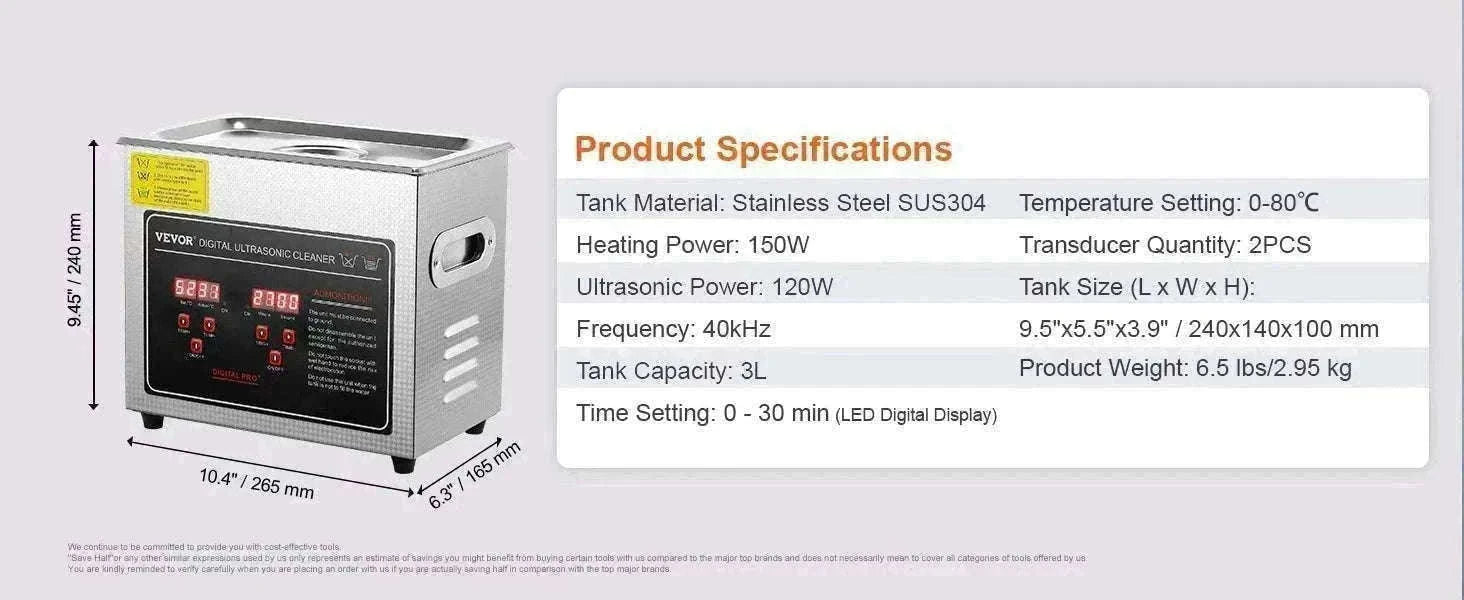 Ultrasonic Cleaner 2L–30L Stainless Steel Deep Cleaning Machine-30L / GERMANY