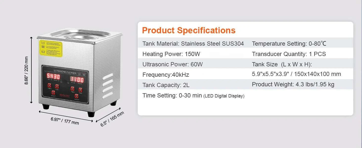 Ultrasonic Cleaner 2L–30L Stainless Steel Deep Cleaning Machine-30L / GERMANY