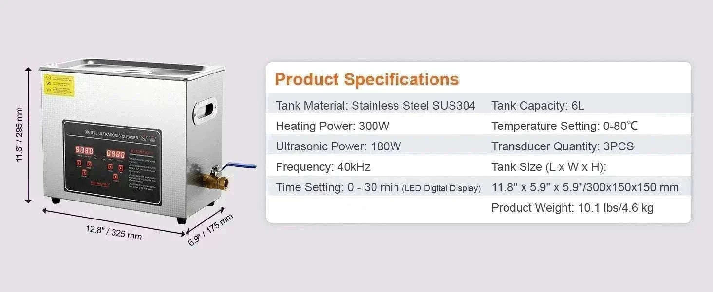 Ultrasonic Cleaner 2L–30L Stainless Steel Deep Cleaning Machine-30L / GERMANY