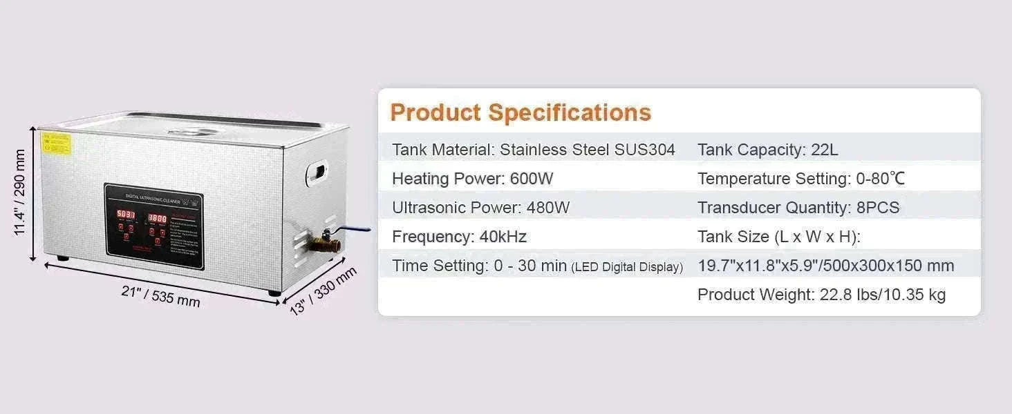 Ultrasonic Cleaner 2L–30L Stainless Steel Deep Cleaning Machine-30L / GERMANY