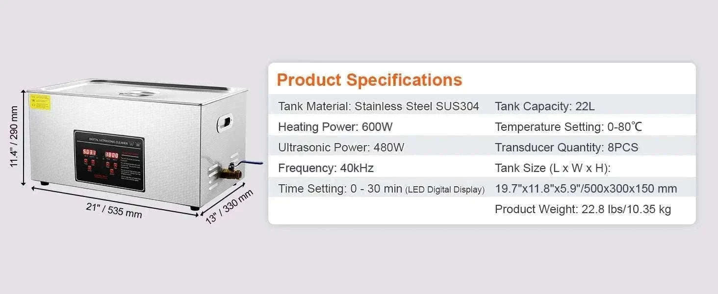 Ultrasonic Cleaner 2L–30L Stainless Steel Deep Cleaning Machine-30L / GERMANY