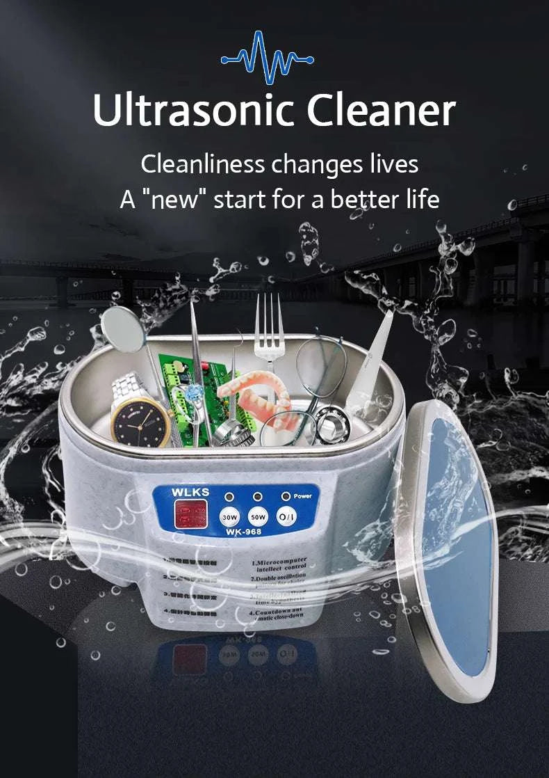 Ultrasonic Cleaner 40kHz 30W Bath for Glasses Dentures Jewelry-30W / United States